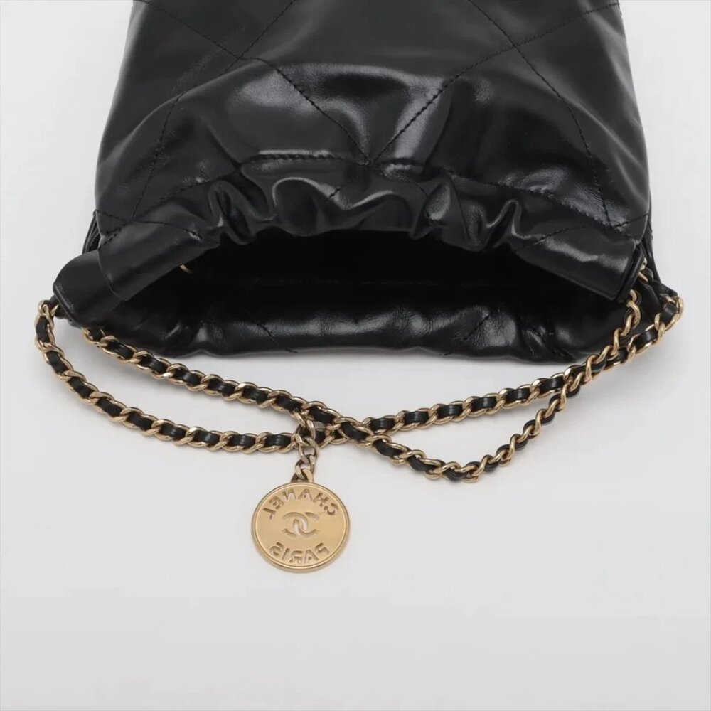 "Chanel Chanel 22 shiny calfskin Chain Shoulder Bag Black Gold Metal Fitting Pro - Picture 8 of 9